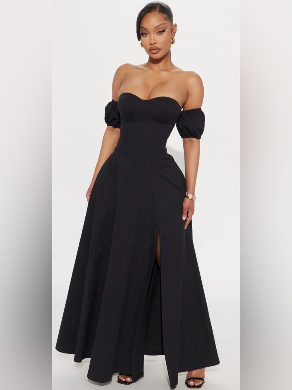 Fashion Nova Destiny A Line Maxi Dress | S | Black